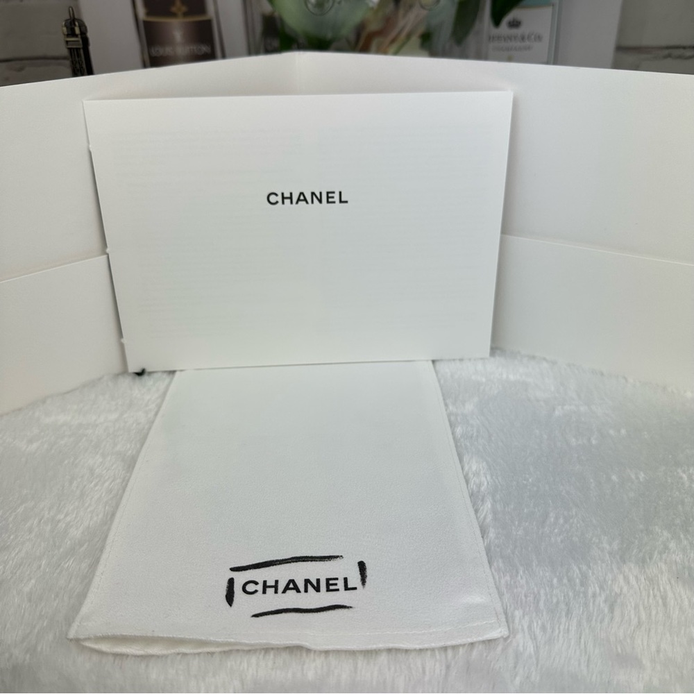 CHANEL bag care booklet info, cleaning cloth in nice envelope set dust bag NEW